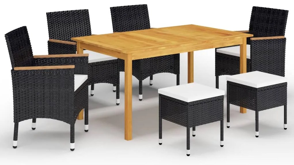 vidaXL 7 részes fekete kerti étkezőgarnitúra