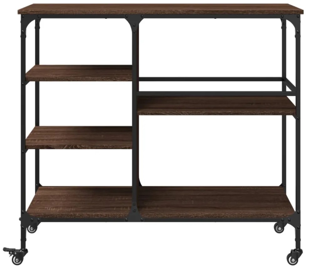 barna tölgy színű szerelt fa konyhai kocsi 100 x 45 x 89,5 cm