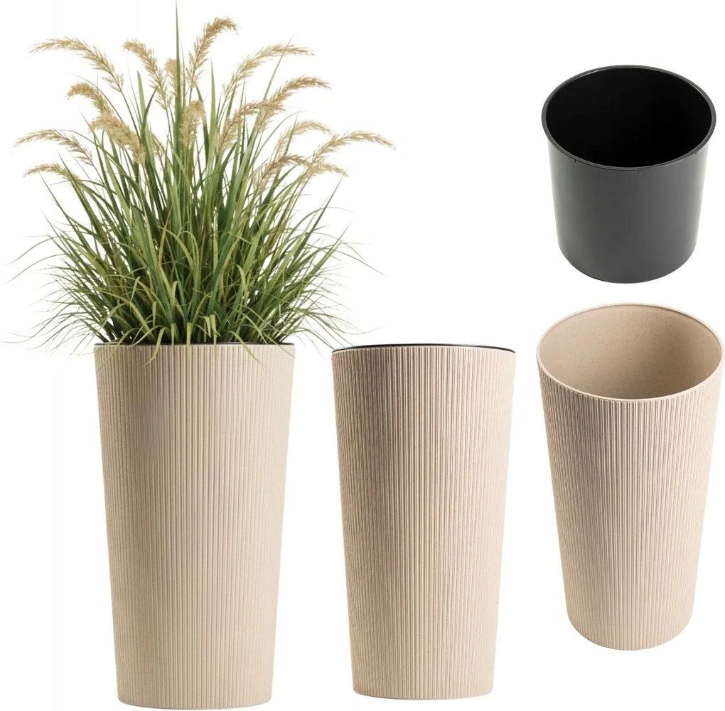 Magas Virágtartó Bézs teraszra fedő kerti műanyag