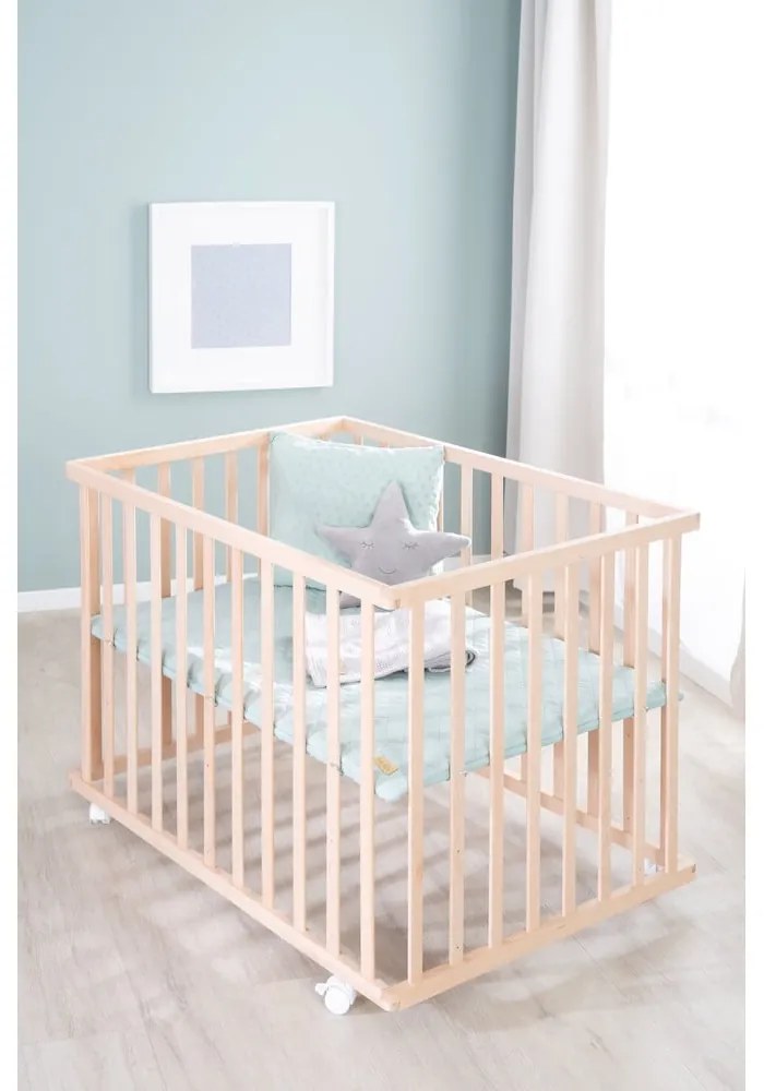 Natúr színű gurulós járóka állítható magassággal 75x100 cm Style – Roba