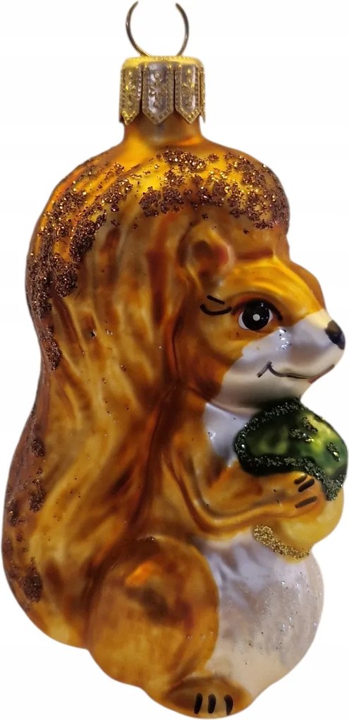 Karácsonyfa gömb üveg alakú mókus vörös