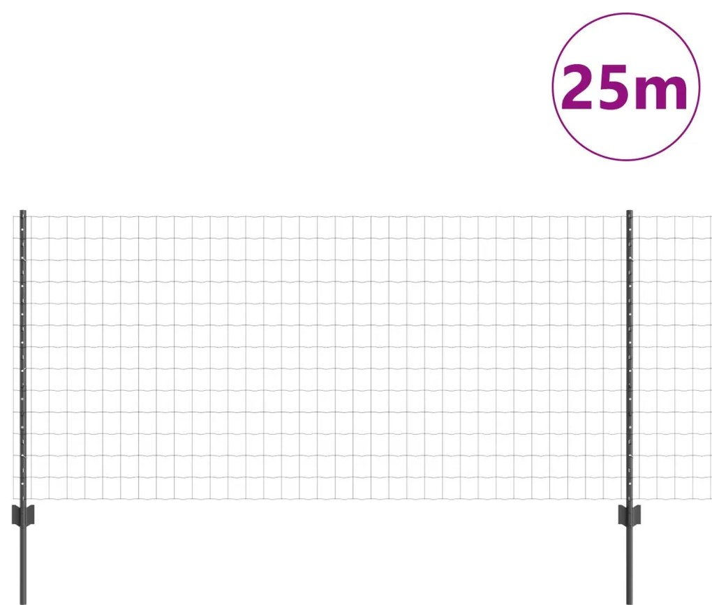 Kert Kerítés Készlet 2 db-os Szürke Porszórt acél 25 x 1 m