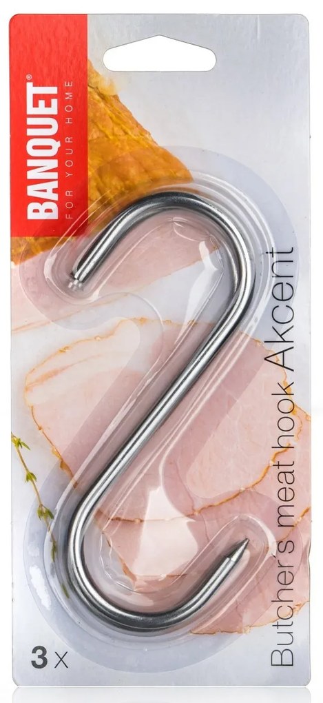Bankett Rozsdamentes acél füstölőhorog AKCENT 11 x8,5 cm, 3 db, S