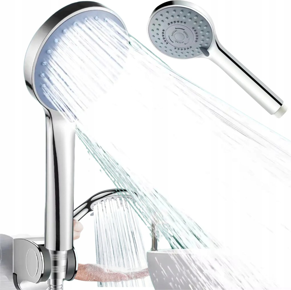 Zuhanyfej 5 funkciós Takarékos Erős Nyomás Króm