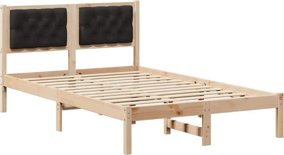 vidaXL Ágykeret fejtámlával Fekete 135 x 190 cm Tömör fenyőfa