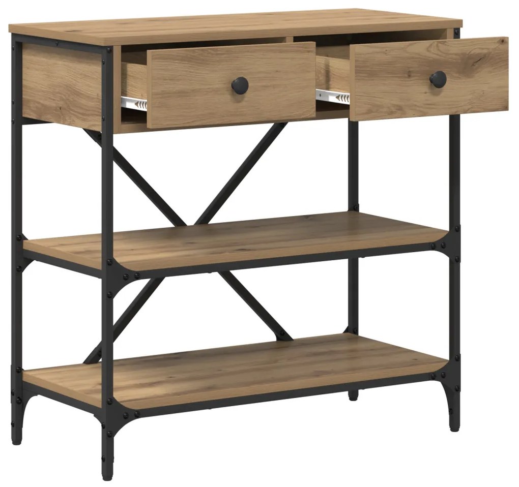 Konzol Asztal Kézműves tölgy 75x34,5x75 cm Mérnökfa