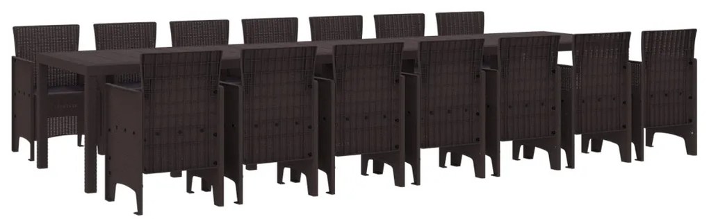 15 részes kerti étkezőszett Barna Poli Rattan