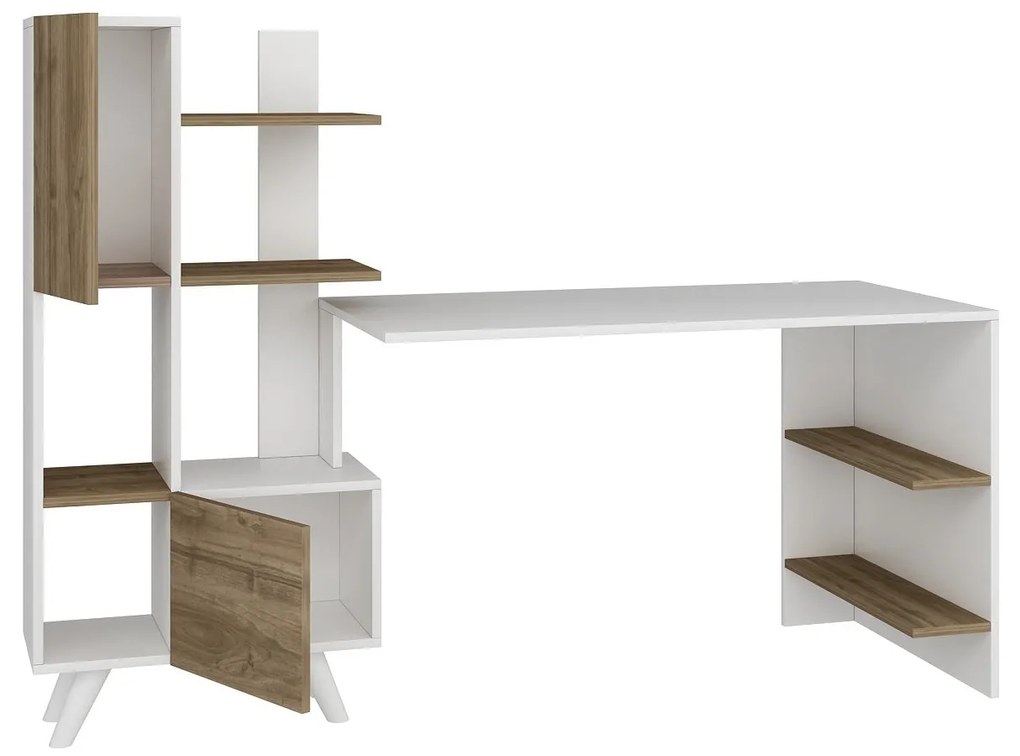 Íróasztal Alis - White, Walnut