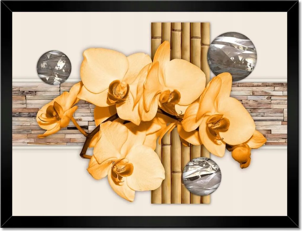 Poszter keretben 40x30 Narancssárga orchidea