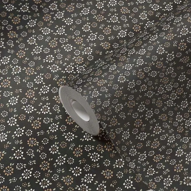 Papír fali tapéta As Creation apró barna virágok