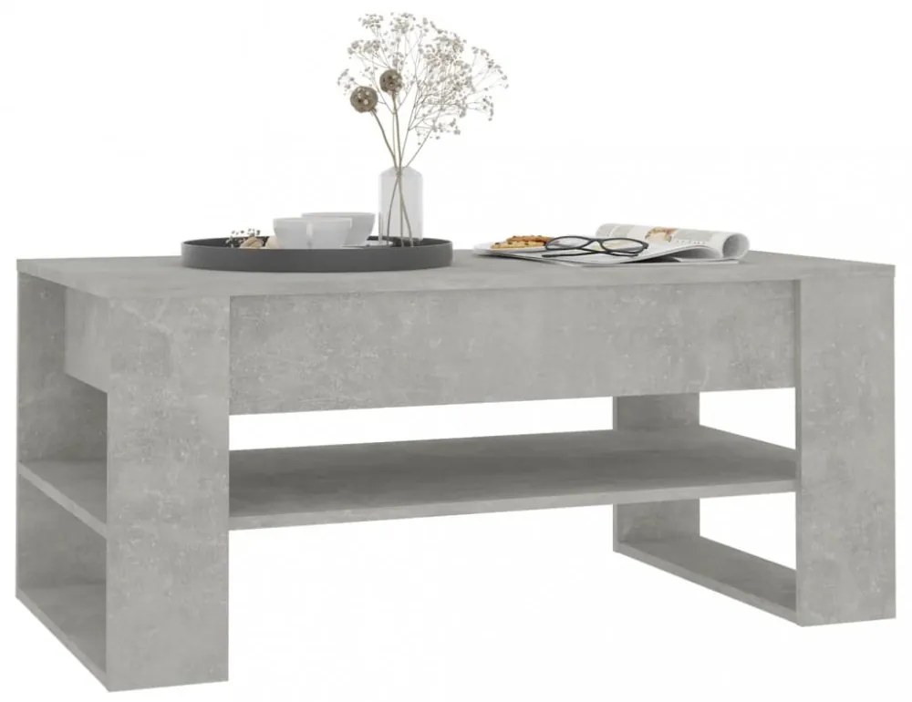 betonszürke szerelt fa dohányzóasztal 102 x 55 x 45 cm