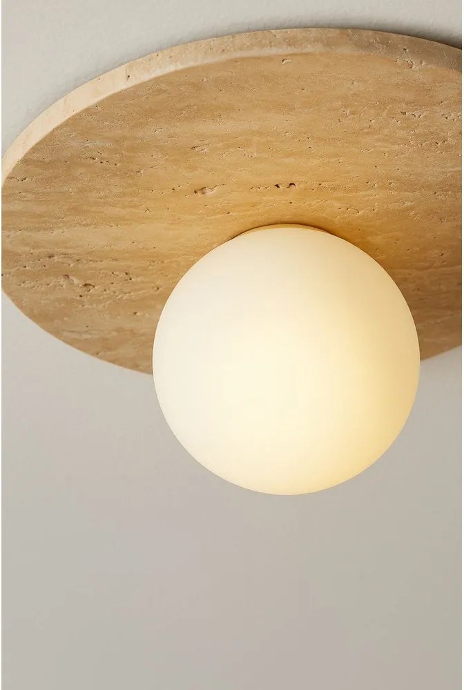 Bézs kő mennyezeti lámpa üveg búrával ø 12 cm Hilde – Opviq lights