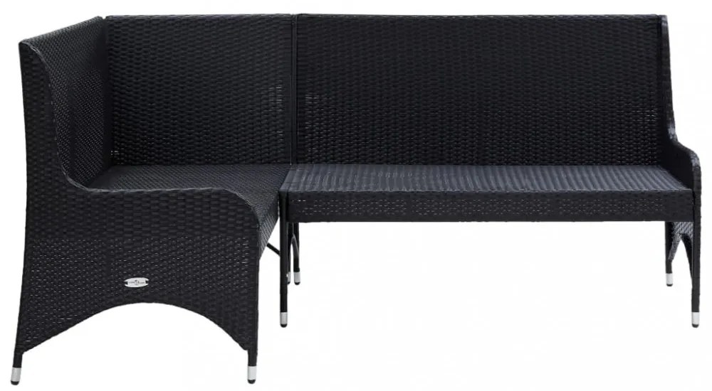 2 db fekete polyrattan kerti sarokkanapé