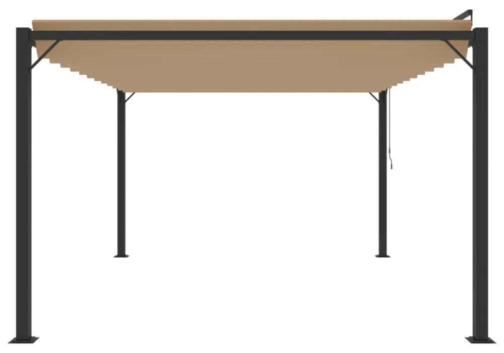 tópszínű szövet és alumínium pavilon lamellás tetővel 3 x 4 m