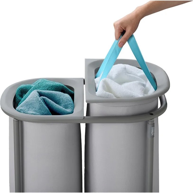 Világosszürke textil szennyeskosár 2x40 l Duo – Joseph Joseph
