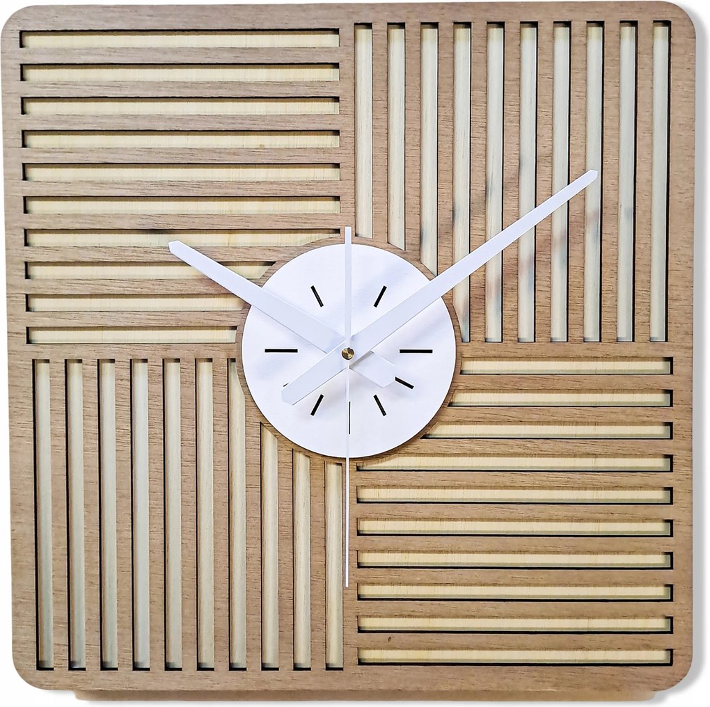 Nagy, Modern Falióra, Fa, Lamellák, Loft,nappaliba, Négyzet