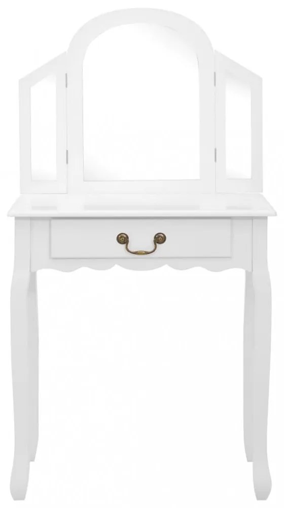 fehér császárfa MDF fésülködőasztal ülőkével 65x36x128 cm