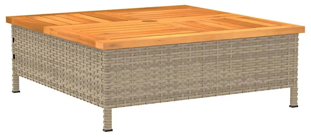 bézs polyrattan és akácfa napernyőtalp-burkolat 70 x 70 x 25 cm