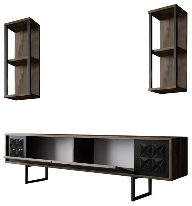 TV szekrény Black Line - Walnut, Black