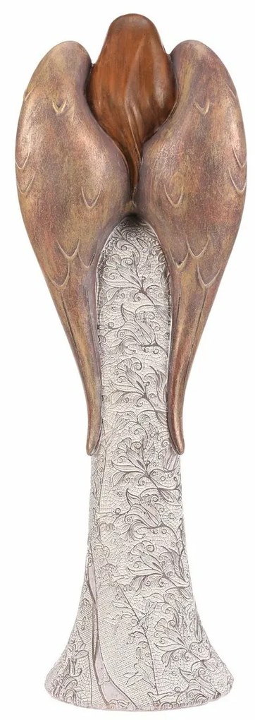 Poliresin  angyal virágos ruhában Függő szív, bézs-réz színű