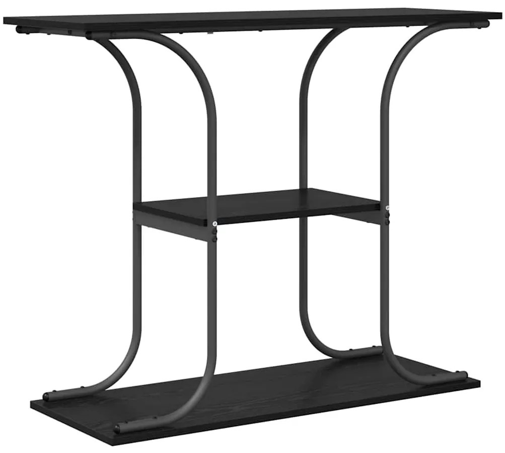 Konzolasztal polcokkal Musta tammi 101 x 35 x 80.5 cm Faanyag