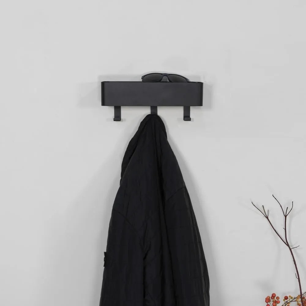 Fekete fém fali fogas polccal 27 cm Dax Play – Spinder Design