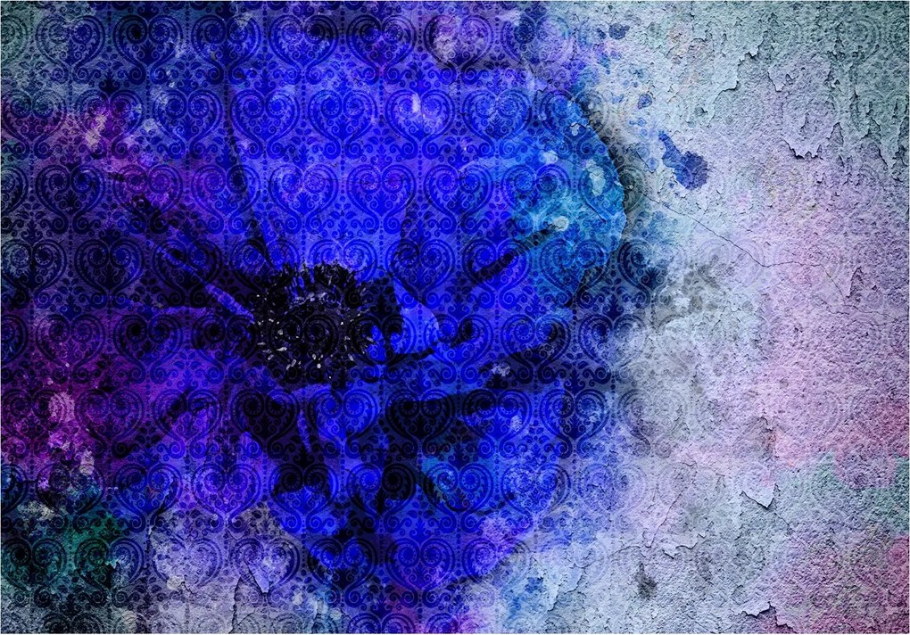 Fotótapéta Kék pipacs Régi Vintage Festék Szerkezet 350x250 +ragasztó