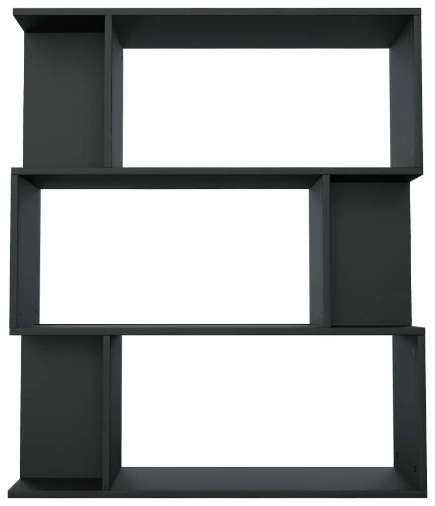 fekete szerelt fa könyvszekrény/térelválasztó 80 x 24 x 96 cm