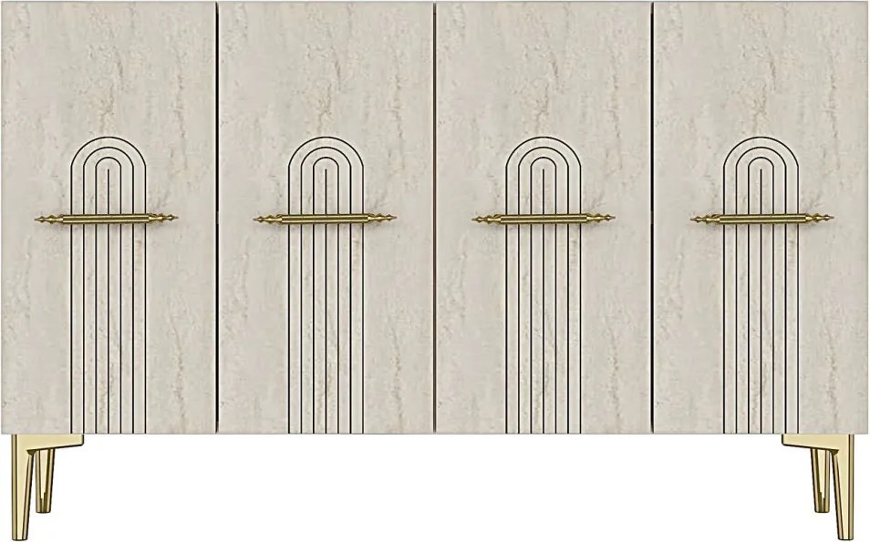 Ida 120 - White, Travertine, Gold