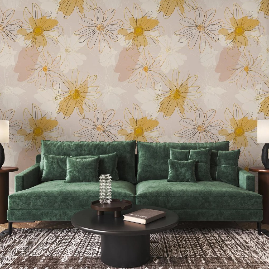 Fotótapéta - Margaréták bézs színekben (147x102 cm)