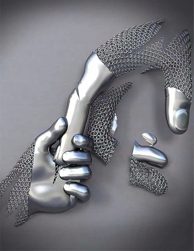 Vászon fali poszter keret nélkül 60x90cm mintás fém kezek