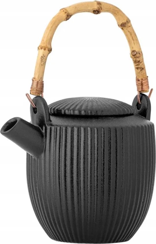 Bloomingville Neri Teáskanna Bambusz fogantyúval 850 ml Fekete