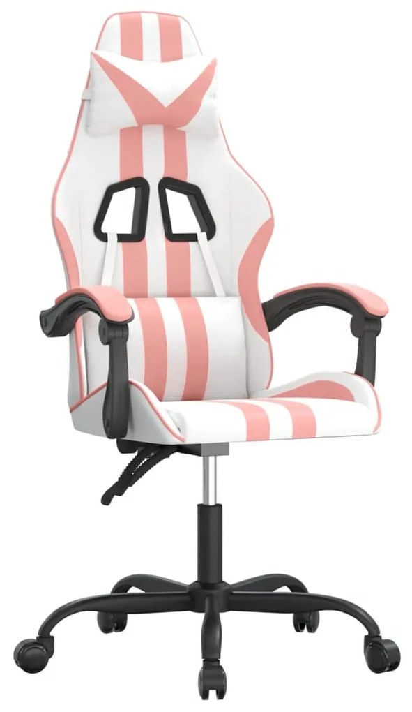 fehér és rózsaszín műbőr forgó játékszék