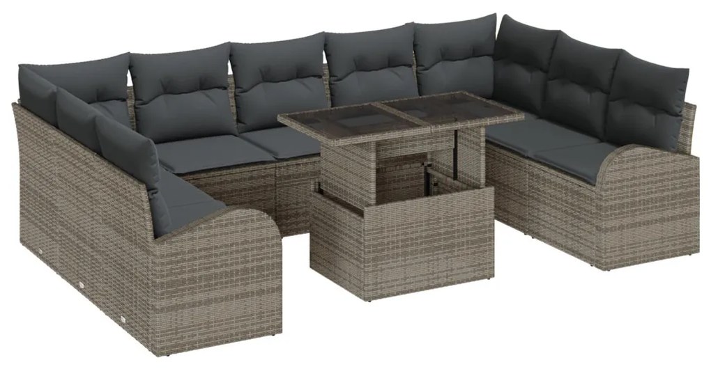 Kerti Kanapé Szett párnával 10 pcs Szürke 100 x 55 x 73 cm