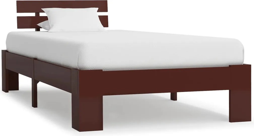 vidaXL sötétbarna tömör fenyőfa ágykeret 100 x 200 cm