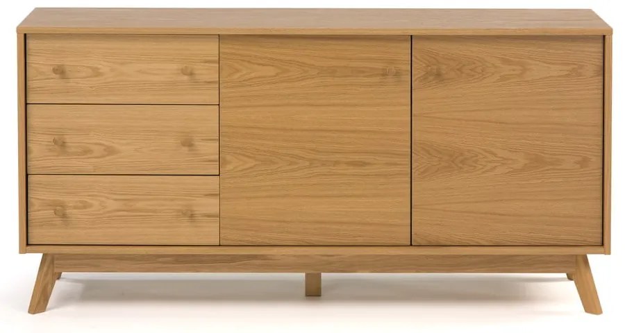 Natúr színű alacsony komód tölgyfa dekorral 149x75 cm Kensal – Woodman
