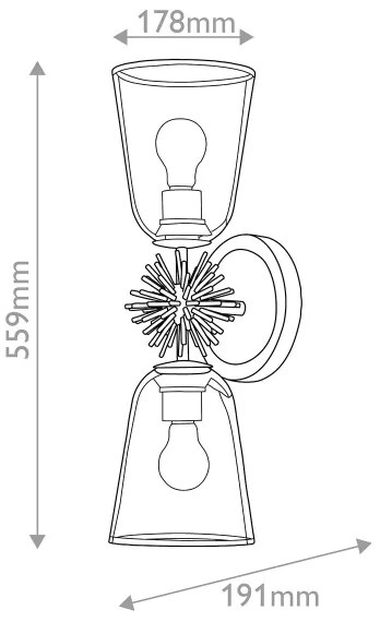 Quoizel STARING-2WB-DG-CLEAR - Fali lámpatest STARING 2xE27/40W/230V rézszínű