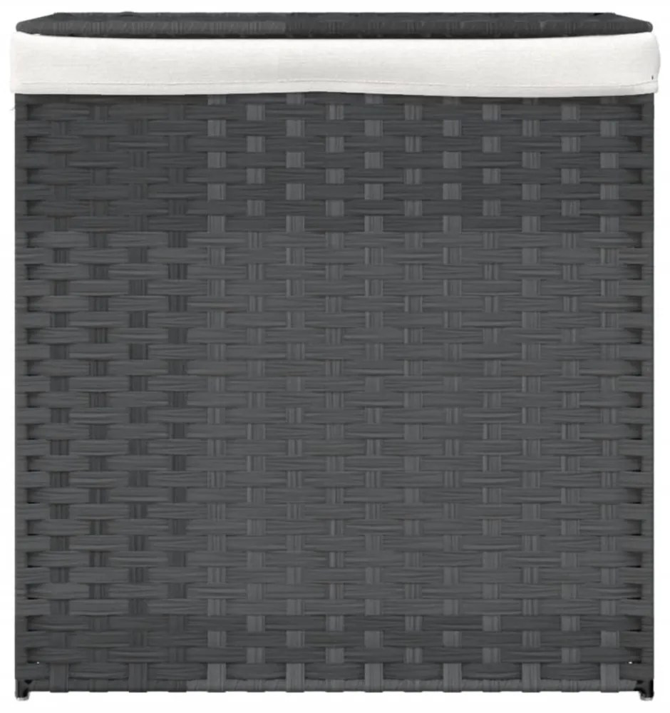 szürke polyrattan szennyeskosár 2 rekesszel 53x33x57 cm