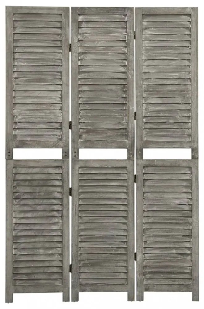 szürke 3 paneles tömör faparaván 106,5 x 166 cm