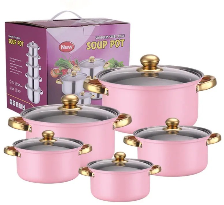 10 részes inox edénykészlet pink G15