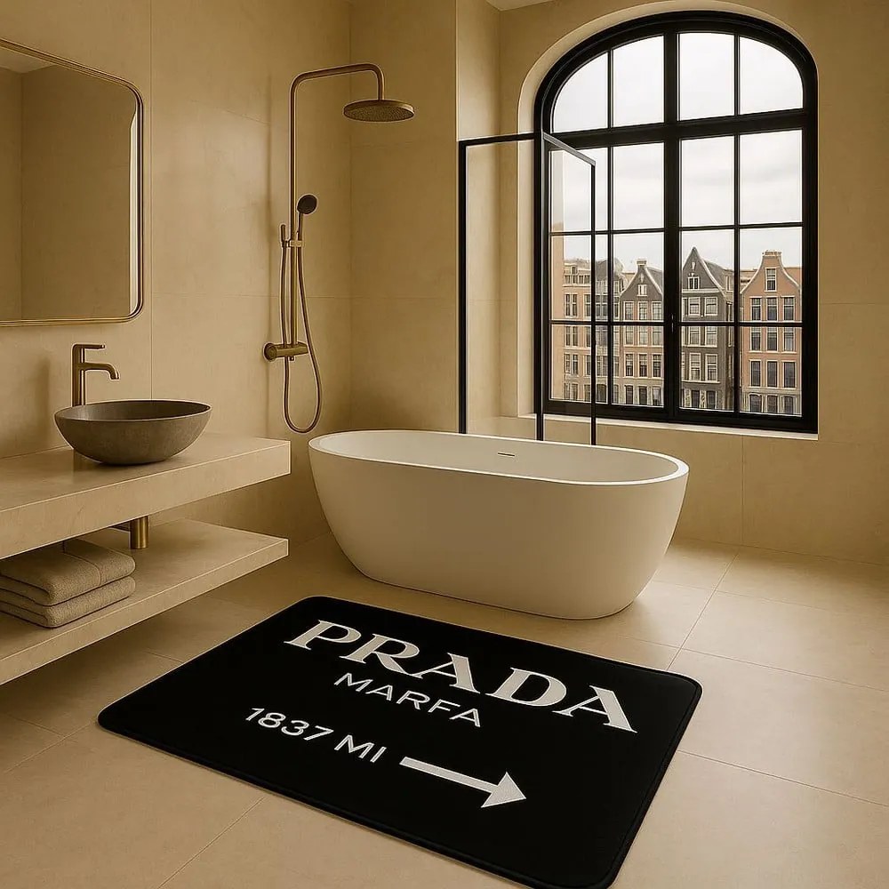 Fekete bársony fürdőszobai kilépő 60x100 cm Prada – Mila Home
