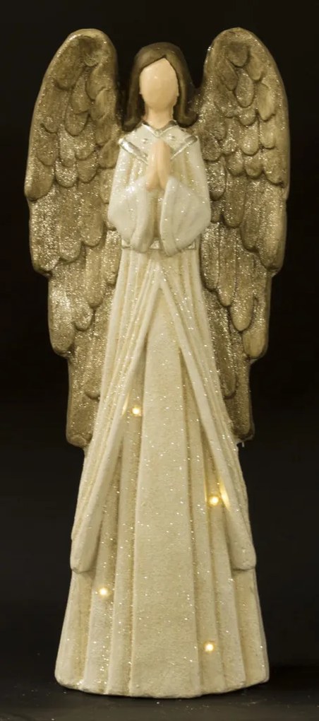 Dekorfigura angyal LED Műanyag Fehér, Barna 57x22x10cm