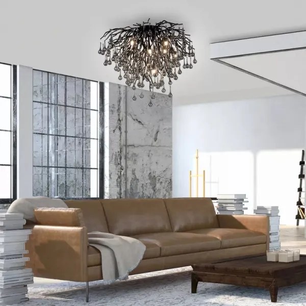 Paul Neuhaus 8091-18 - ICICLE felületre szerelhető csillár, 9xG9/40W/230V, átm. 50 cm, fekete