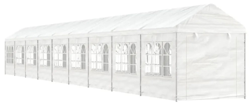 fehér polietilén pavilon tetővel 20,07 x 2,28 x 2,69 m