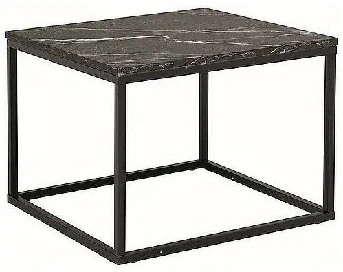 Márvány dekorú asztallappal ellátott dohányzóasztal, ROSSI B 60x60 fekete