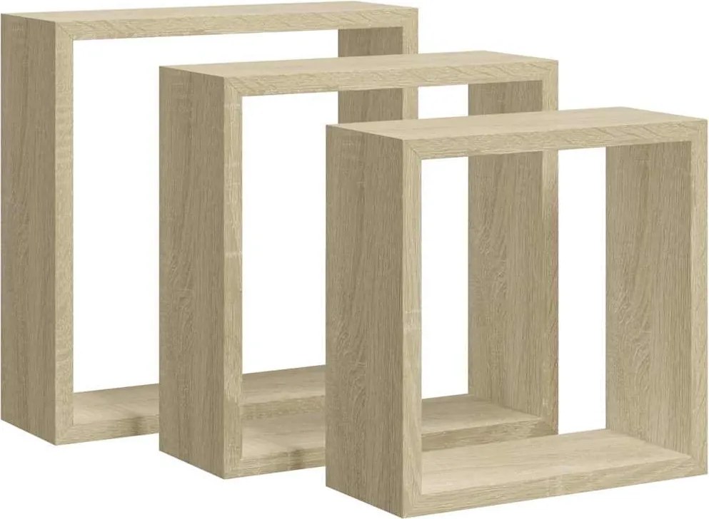 vidaXL 3 db sonoma tölgy fali kockapolc
