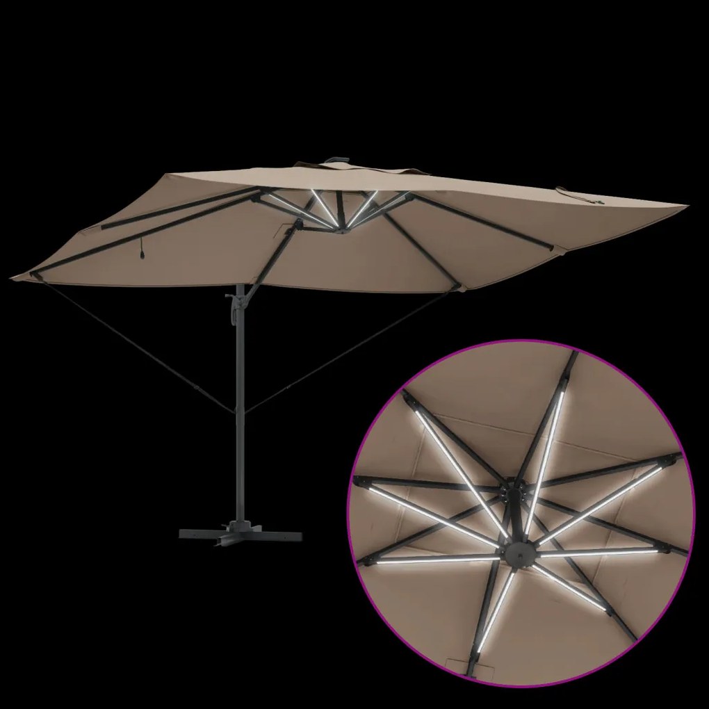 Konzolos Roma Napernyő LED-del Taupe 352x251x265 cm Alumínium