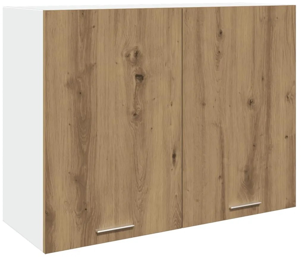 kézműves tölgy színű szerelt fa függőszekrény 80x31x60 cm