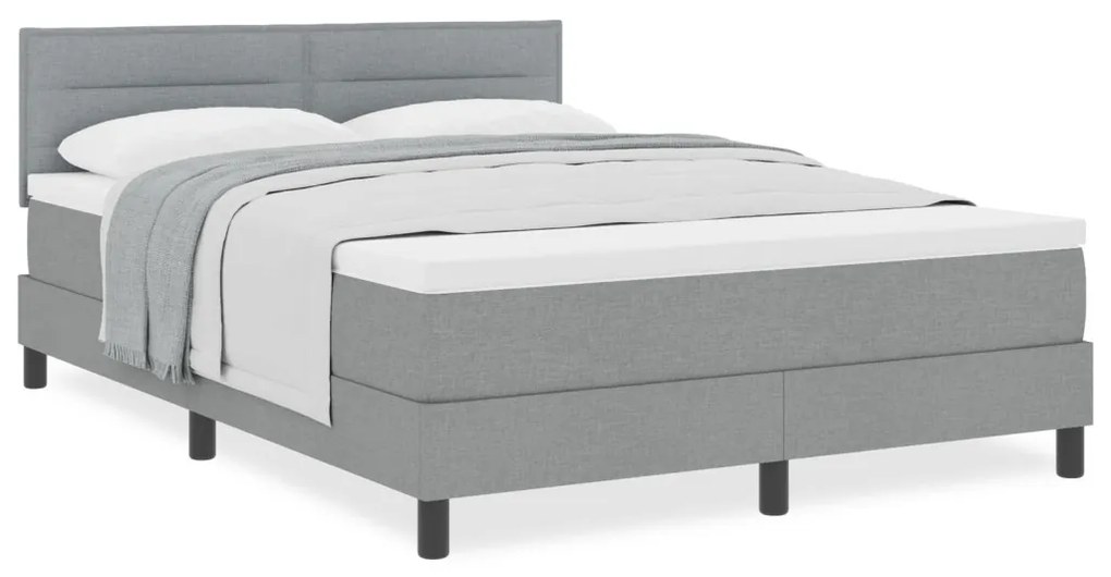 Box Spring Ágy matraccal Világosszürke 140x190 cm Szövet