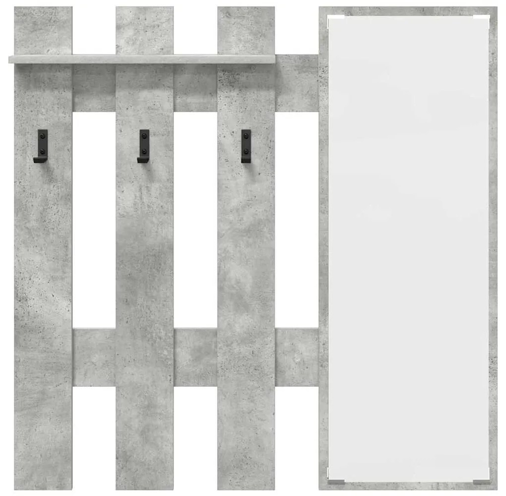 Fali Kabáthorog tükörrel Beton szürke 100 x 10 x 100 cm Faanyag